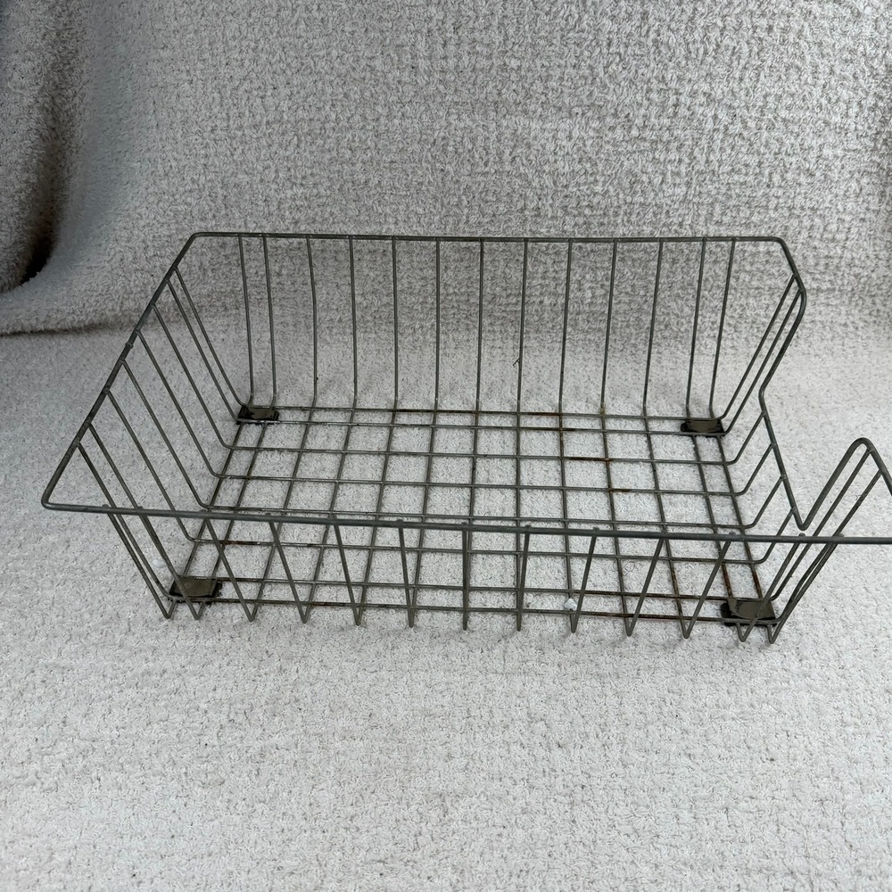 Vintage Industrial Metal Wire Mesh Desk Letter Tray Gray Office Organizer Sorter